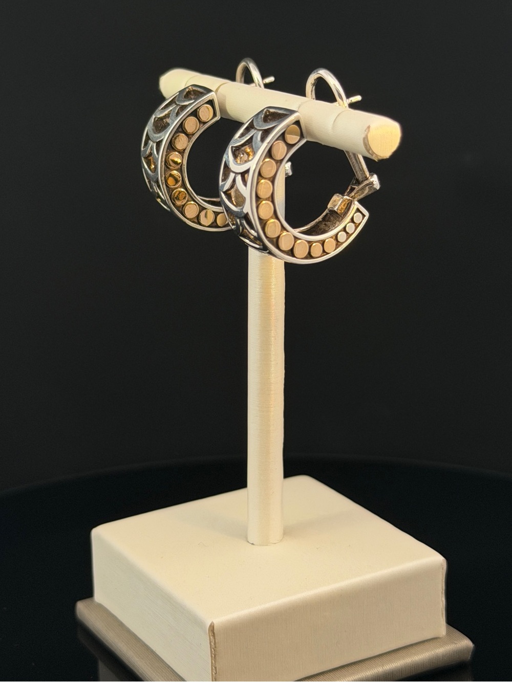 John Hardy Two-Tone Sterling Silver & Gold Statement Hoop Earrings
